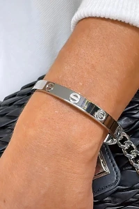 Bracelete Parafuso Liso | Banho de Ródio | Moderno