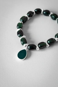 Pulseira Pedras Verdes | Banho de Prata 925 | Elegante