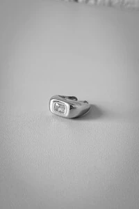 Anel Cristal Ajustável | Banho de Ródio | Moderno