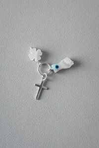 Pingente Cruz, Trevo e Força Madrepérola | Prata 925 | Proteção