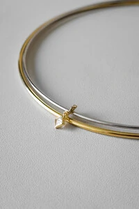 Colar Choker Duplo Pingente | Banho Ouro 18k e Ródio | Moderno
