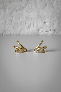 Brinco Orgânico Abstrato | Banho de Ouro 18k | Moderno