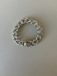 Pulseira Elos Grumet Cravejada Zircônias Banho de Ródio