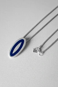 Colar Olho Abstrato Azul | Banho Prata 925 | 80 cm