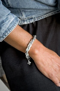 Pulseira Elos Folha Polidos | Banho de Prata 925 | Moderna