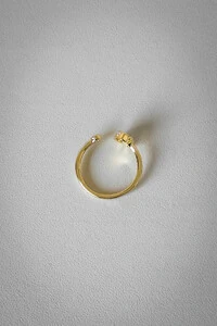 Anel Duo Gota Cravejado | Banho Ouro 18k | Moderno