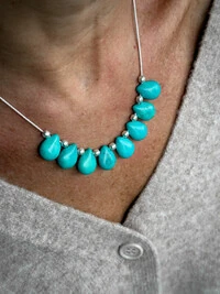 Colar Gotas Turquesa | Banho de Prata 925