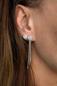 Brinco Solitário Halo Cravejado | Prata 925 | Clássico