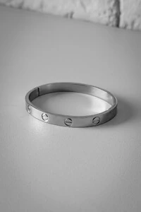 Bracelete Parafuso Liso | Banho de Ródio | Moderno