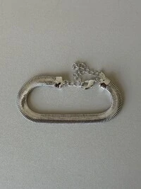 Pulseira Corrente Cobra Achatada Banho de Ródio