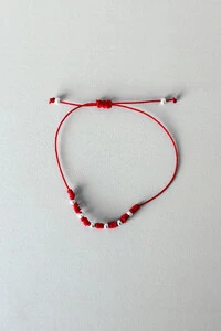 Pulseira da Sorte | Banho de Prata | Fio Vermelho 7 Nós