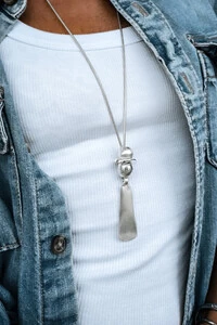 Colar Pendente Orgânico | Banho de Prata 925 | Moderno