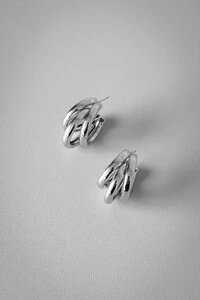 Brinco Argola Tripla | Banho de Ródio | Impactante