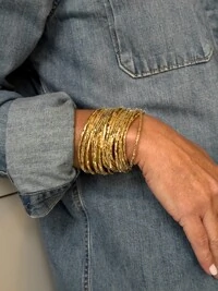 Pulseira Fios Malha Cubinhos | Banho de Ouro 18k | Moderna