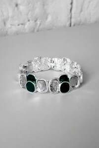 Pulseira Cubos Orgânicos Verde | Banho Prata 925 | Ajustável