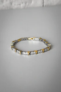 Pulseira Cravejada X Duo | Banho de Ródio e Ouro 18k | Luxo