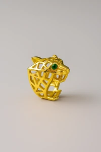 Anel Onça Vazado Ajustável | Banho de Ouro 18k | Imponente