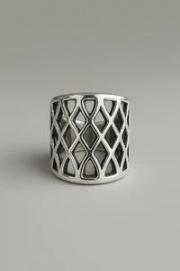 Anel Teia Vazado Trama Geométrica | Prata 925 | Estilo Marcante