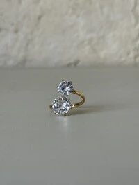 Anel You and Me Duas Zircônias Banho de Ouro 18k