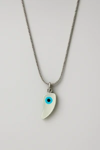 Colar Dente Madrepérola Olho Grego | Prata 925 | Amuleto