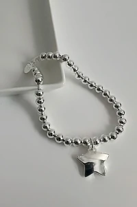 Pulseira Bolinhas Estrela | Banho Prata 925