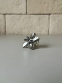 Anel Maxi Flor Banho de Prata