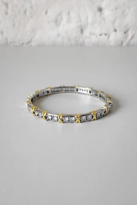 Bracelete Cravejado X Duo | Banho Ródio e Ouro 18k | Luxo