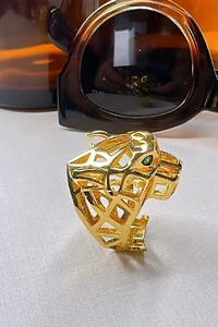 Anel Onça Vazado Ajustável | Banho de Ouro 18k | Imponente
