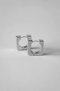 Brinco Argola Quadrada Bold | Banho Ródio | Contemporâneo