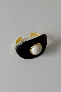 Bracelete Resina Preto & Off-White | Moderno