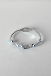 Bracelete Olho Grego | Banho de Prata | Esmalte e Zircônias