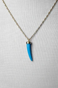 Colar Dente Turquesa | Banho Ouro 18k | Vibrante