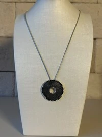 Colar Longo Pingente Mandala Banho de Prata
