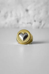 Anel Coração Prateado | Banho Ouro 18k