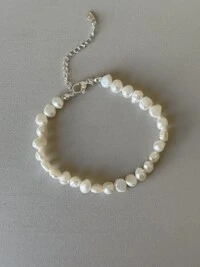 Pulseira Pérolas Barrocas Banho de Ródio