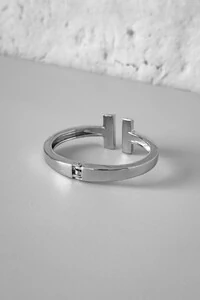 Bracelete T Aberto | Banho Ródio | Inspiração