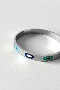 Bracelete Olhos Coloridos | Banho de Prata | Esmalte