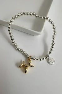 Pulseira Bolinhas Dog Dourado | Banho Prata 925