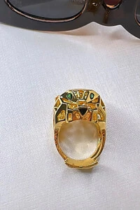 Anel Onça Vazado Ajustável | Banho de Ouro 18k | Imponente