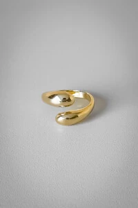 Anel Fio Twist Gota Ajustável | Banho de Ouro 18k | Moderno