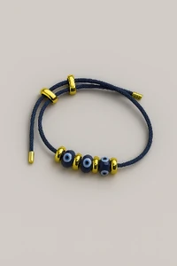 Pulseira Cordão Azul Olho Grego | Banho de Ouro 18k | Amuleto
