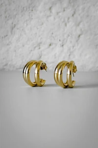 Brinco Argola Tripla | Banho de Ouro 18k | Impactante