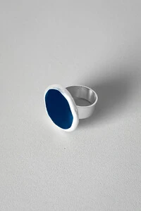 Anel Redondo Azul | Banho Prata 925 | Ajustável