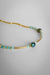 Colar Jade Amazonita | Banho de Ouro 18k | Natural