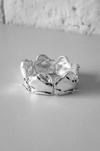 Pulseira Placas Orgânicas | Banho Prata 925 | Moderna