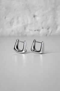 Brinco Argola Quadrada Lisa | Banho Ródio | Moderno