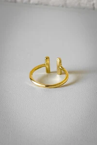 Anel Barra Dupla Ajustável | Banho Ouro 18k | Minimalista