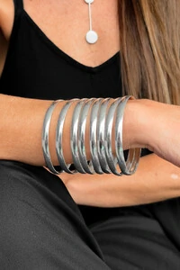 Kit 8 Pulseiras de Argola Fio Liso 6mm | Prata 925 | Mix Absoluto