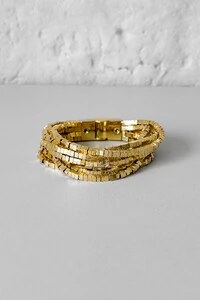 Pulseira Fios Malha Cubinhos | Banho de Ouro 18k | Moderna