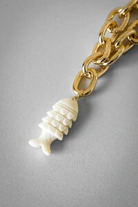 Colar Elos Grandes Pingente Peixe | Banho de Ouro 18k